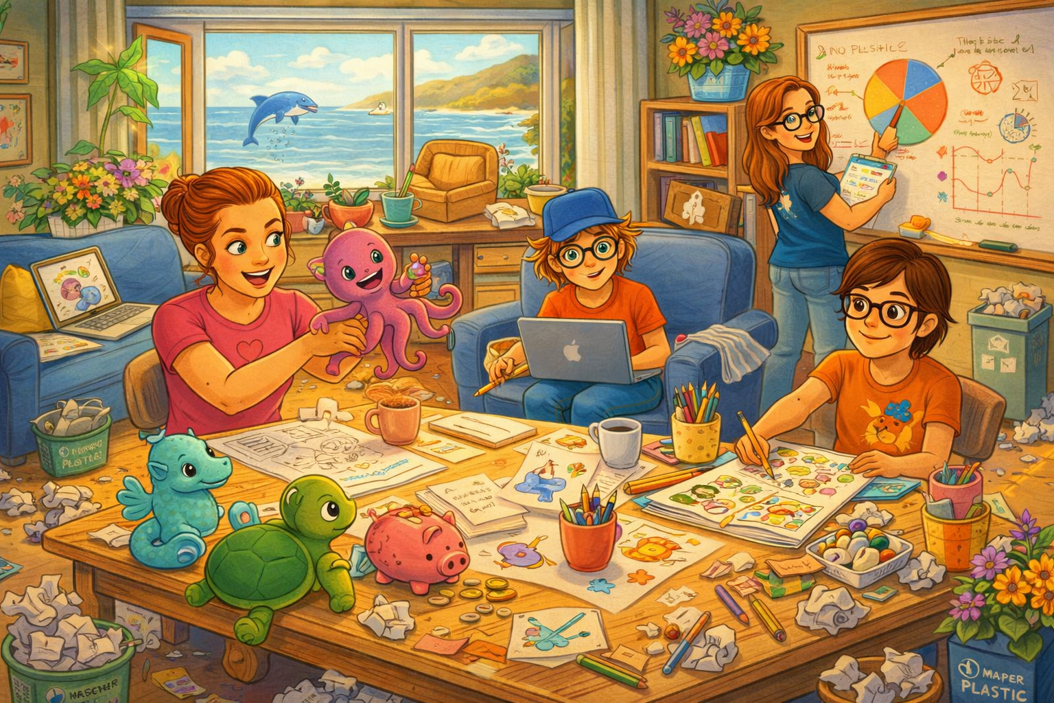 Illustration: the Bubble Buddies Team at work